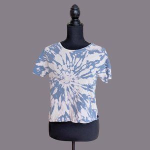 Pink Rose blue and pink tie dye crop top size S